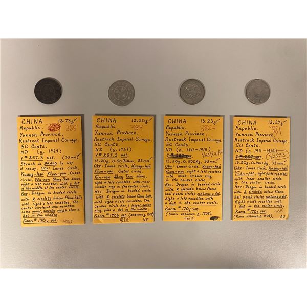 YUNNAN: Republic, LOT of 12 silver coins