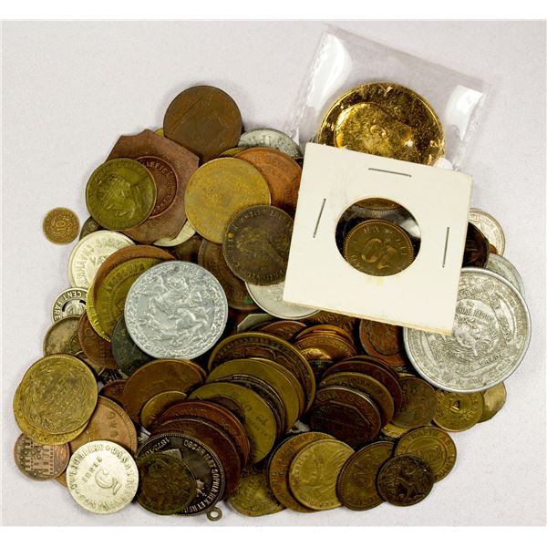 WORLDWIDE: LOT of 129 tokens (and medals)