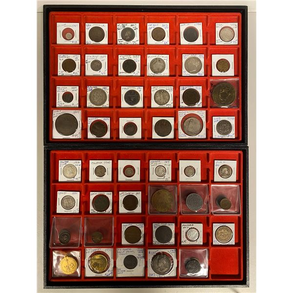 WORLDWIDE: LOT of 54, coins, tokens, medals, etc.