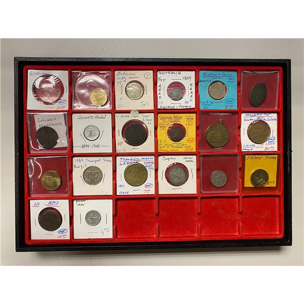 WORLDWIDE: LOT of 21 coins, tokens, and medals