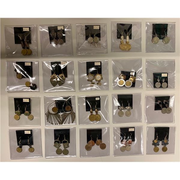 WORLDWIDE: LOT of 41 coin jewelry earring pairs