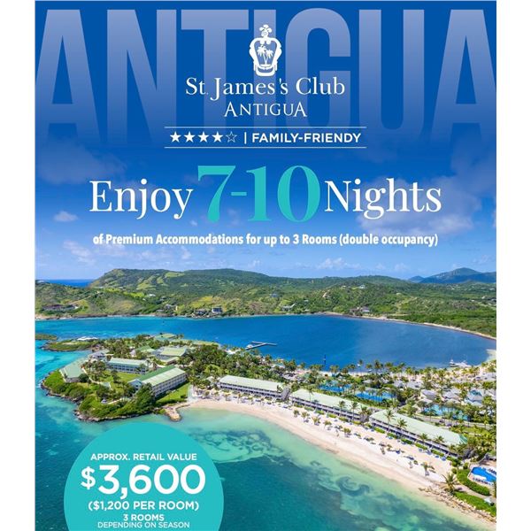 ANTIGUA VACATION ST. JAMES CLUB, 7-10 NIGHTS OF PREMIUM ACCOMMODATIONS