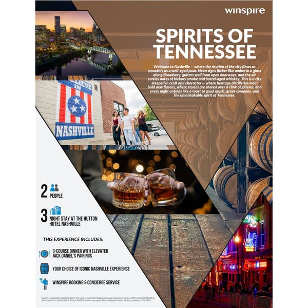 TENNESSEE WHISKEY & FINE DINING 3 NIGHTS FOR 2
