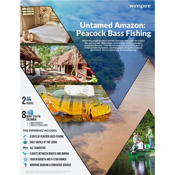 AMAZON JUNGLE LUXURY & PEACOCK BASE FISHING 8 NIGHT 2 PEOPLE