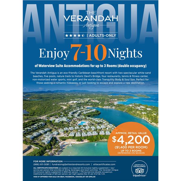 THE VERANDAH IN ANTIGUA 7-10 NIGHTS 1-3 ROOMS