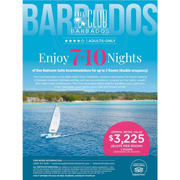THE CLUB IN BARBADOS 7-10 NIGHTS 1-3 ROOMS