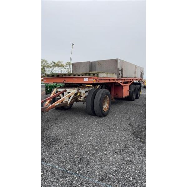 HOMEMADE TRAILER 27'X 8'  STEEL WITH 32" SIDES TANDEM DUALS 10.00-20 12 PLY GOOD TREAD  ON THE RUBBE