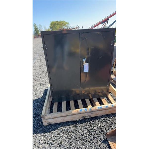 STEEL CABINET WITH 3 SHELVES & LOCKS LIKE NEW   42"H X 36"W X 18"D KEYS ON IN THE OFFICE 1D         