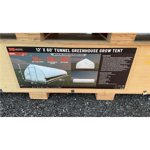 2025 TMG INDUSTRIAL TMG-GH1260 TUNNEL GREENHOUSE 12' X 60'  GROW  TENT 6 MIL CLEAR EVA PLASITC FILM 