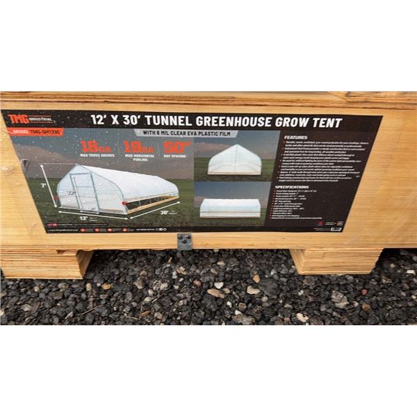 2025 TMG INDUSTRIAL TMG-GH1230 TUNNEL GREENHOUSE 12' X 30'  GROW TENT W/6 MIL CLEAR EVA PLASTIC FILM