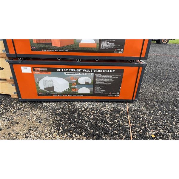 2025 TMG INDUSTRIAL TMG-ST2031E STORAGE SHELTER 20" X 30" STRAIGHT WALL PEAK CEILING HEAVY DUTY 11OZ