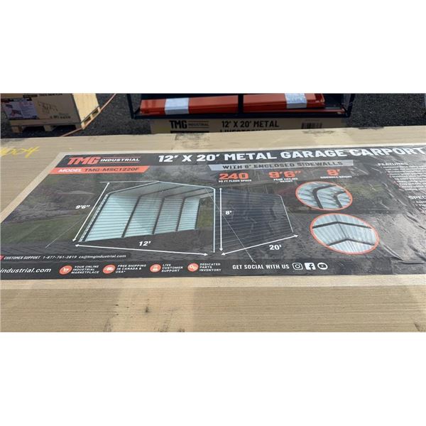 2025 TMG INDUSTRIAL TMG-MSC1220F METAL GARAGE 12' X 20' 8' SIDEWALLS