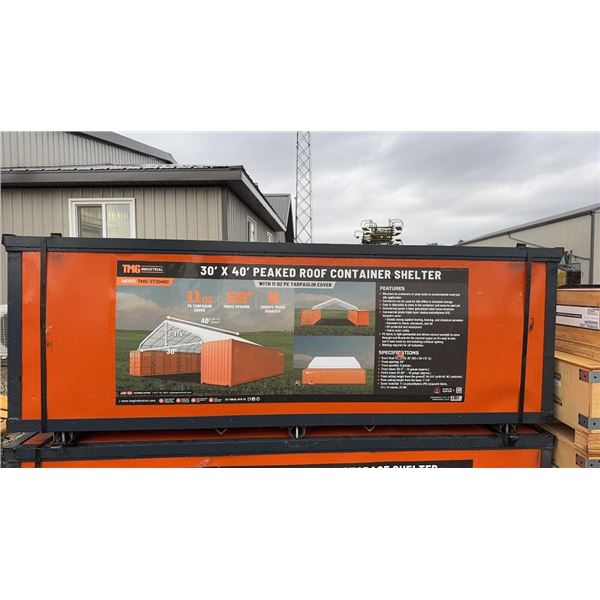 2025 TMG INDUSTRIAL TMG-ST3042C CONTAINER SHELTER PEAKED ROOF WITH HEAVY DUTY 11OZ PE TARPAULIN PREV