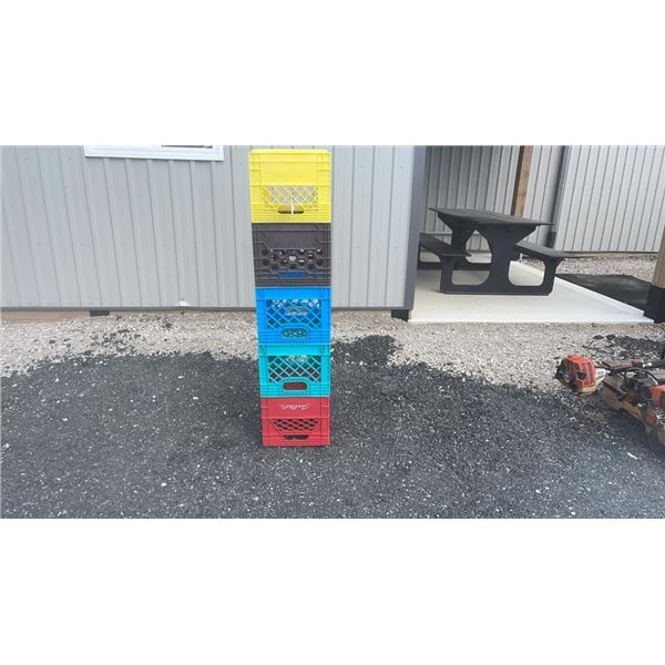 5 MILK CRATES - RED/GREEN/BLUE/BROWN/YELLOW