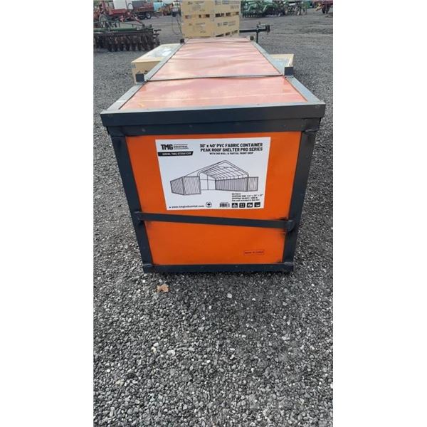 2025 TMG INDUSRTIAL TMG-ST3041CVF 30' X40' SHELTER PVC FABRIC CONTAINER PEAK ROOF SHELTER WITH END W