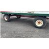 Image 6 : HORST  8 TON RUNNING GEAR & RACK DOUBLE REACH W/NEW 11/15 TIRES AND NEW TIE RODS SN 76103 WITH HAY W