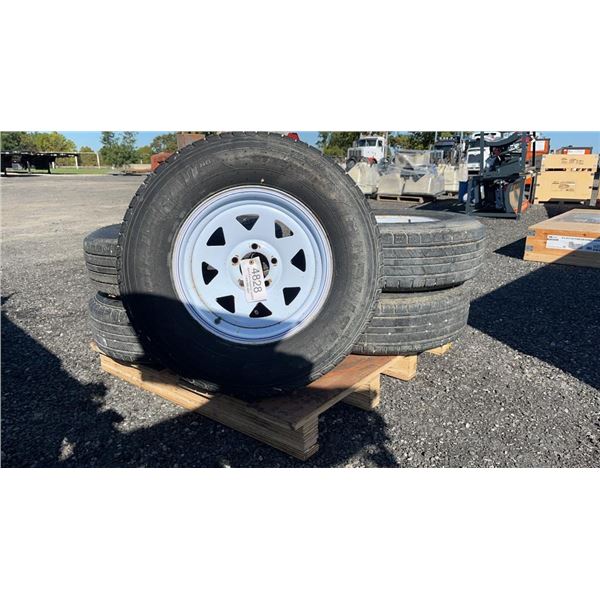 CARLISLE TIRES ST225/7.5 R15 LOAD RANGE D 5 OF TIRES AND RIMS, SPOKED