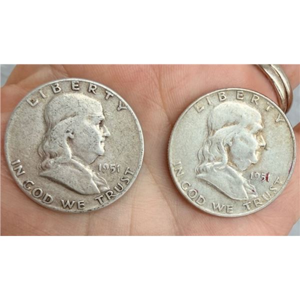 BEN FRANKLIN SILVER HALF DOLLARS - 1951, 1951D