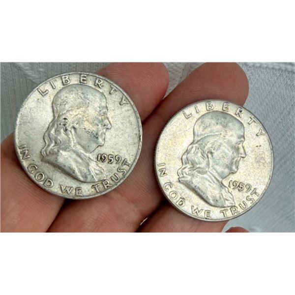 BEN FRANKLIN SILVER HALF DOLLARS - 1959, 1959D