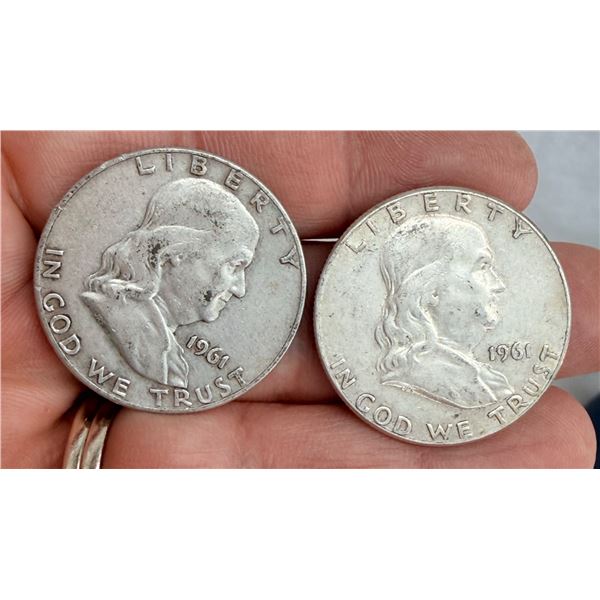 BEN FRANKLIN SILVER HALF DOLLARS - 1961, 1961D