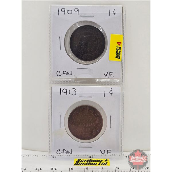 Canada Large Cent (2): 1909; 1913