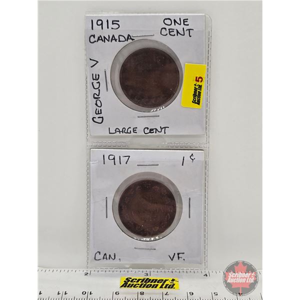 Canada Large Cent (2): 1915; 1917