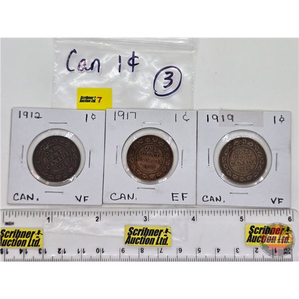 Canada Large Cent (3): 1912; 1917; 1919