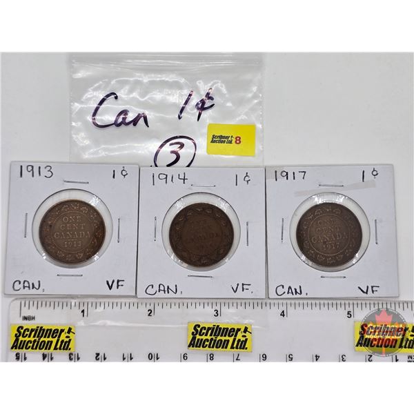 Canada Large Cent (3): 1913; 1914; 1917