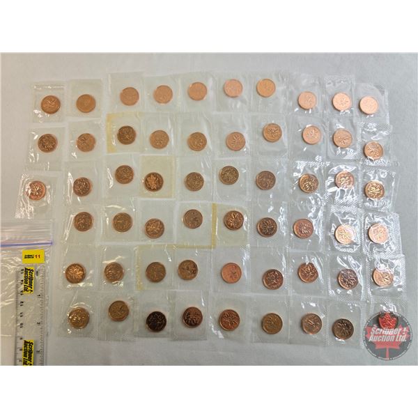 RCM Canada Unc One Cent (57 Coins) : Variety of Years / Styles / Types (Proof-Like) Sealed in origin