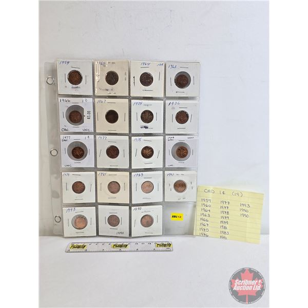 Canada One Cent (19) : 1959; 1960; 1963; 1964; 1966; 1967; 1975; 1976; 1977; 1977; 1978; 1979; 1979;
