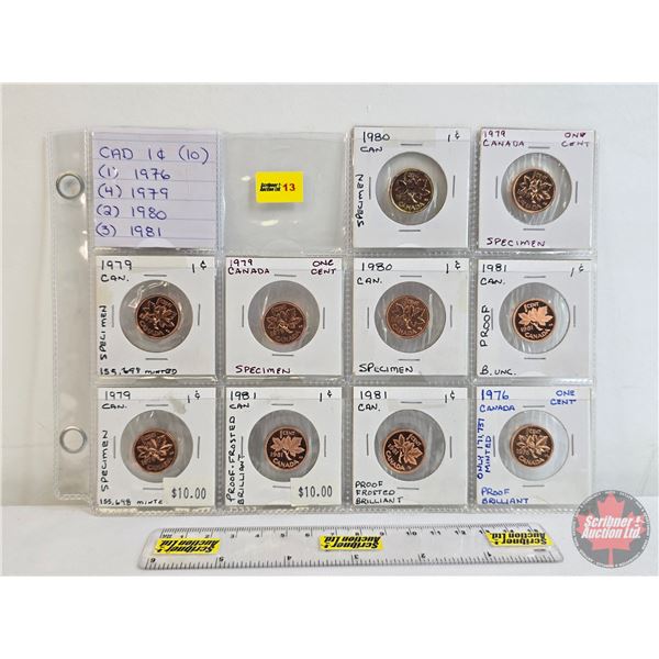 Canada One Cent (Proof/Specimen) (10) : 1976; 1979; 1980; 1981