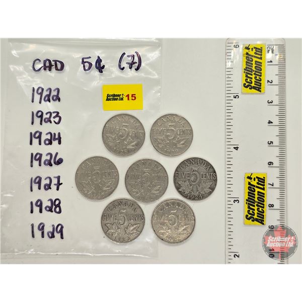Canada Five Cent (7) : 1922; 1923; 1924; 1926; 1927; 1928; 1929