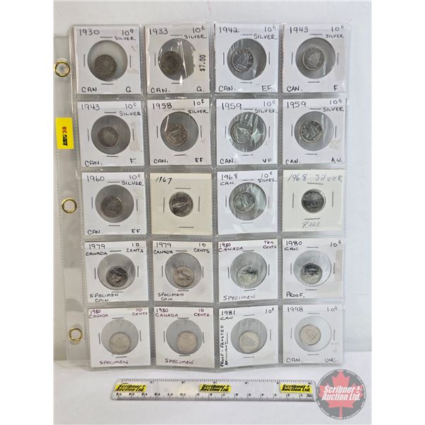 Canada Ten Cent (20): 1930; 1933; 1942; 1943; 1943; 1958; 1959; 1959; 1960; 1967; 1968; 1968; 1979; 