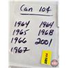 Image 6 : Canada Ten Cent (7 Variety Types/Styles): 1964; 1964; 1965; 1966; 1867-1967; 1968; 2001