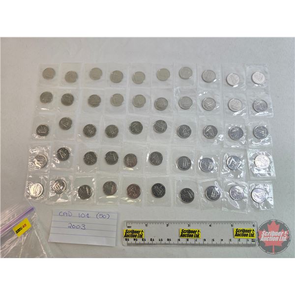 RCM Canada Unc Ten Cent (50 Coins) : 2003 (Proof-Like) Sealed in original cellophane