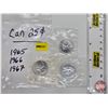 Image 1 : RCM Canada Unc Twenty Five Cent (3 Coins) : 1965; 1966; 1867-1967 (Proof-Like) Sealed in original ce