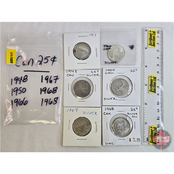 Canada Twenty Five Cent (6) : 1948; 1950; 1966; 1967; 1968; 1968