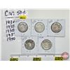 Image 1 : Canada Fifty Cent (5): 1937; 1938; 1938; 1939; 1940