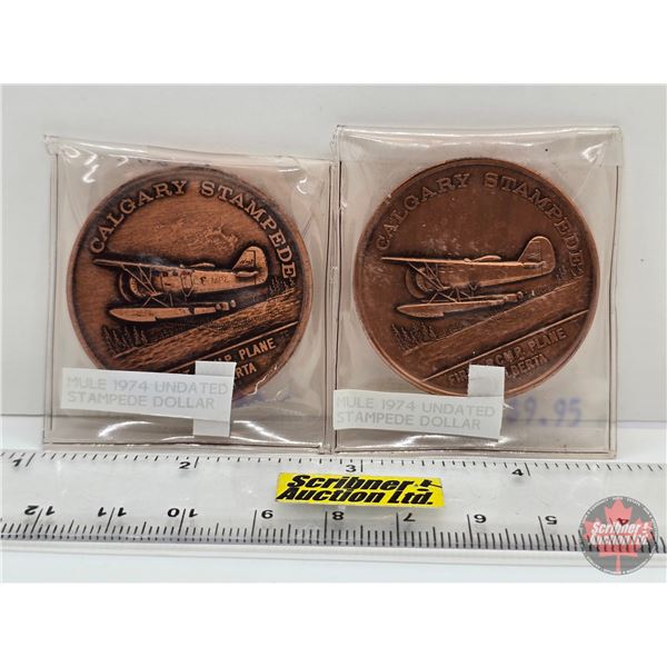 Calgary Stampede Medallions (2) : First RCMP Plane in Alberta (Mule 1974)