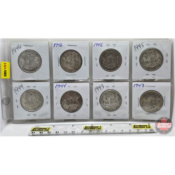 Canada Fifty Cent (8): 1943; 1943; 1944; 1944; 1945; 1946; 1946; 1946