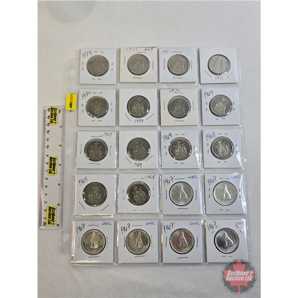 Canada Fifty Cent (20) : 1967; 1967; 1967; 1967; 1967; 1967; 1968; 1968; 1968; 1969; 1969; 1969; 196