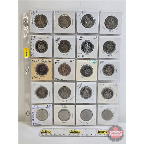 Canada Fifty Cent (20) : 1974; 1974; 1976; 1976; 1978; 1979; 1979; 1979; 1980; 1980; 1980; 1981; 198