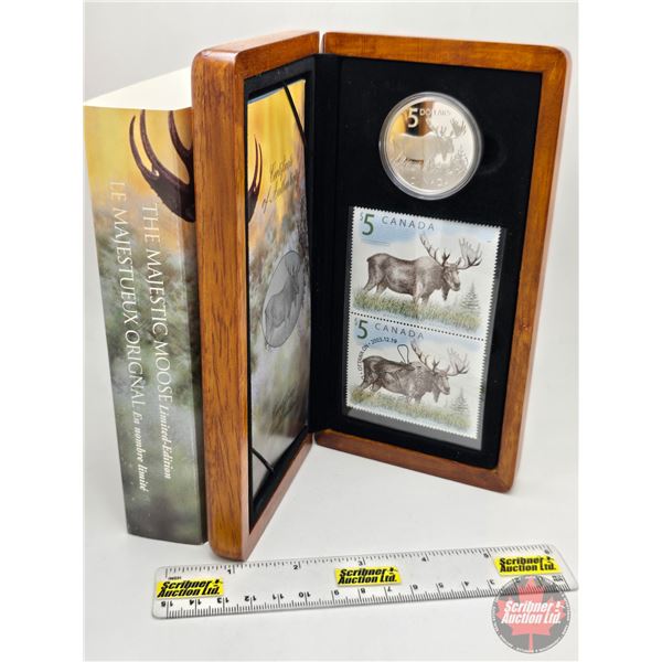 RCM Canada 2004 $5 Limited-Edition Stamp & Fine Silver Coin Set : The Majestic Moose (#07255 of 2555
