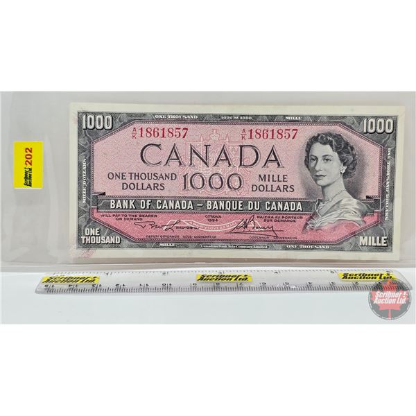 Canada $1000 Bill 1954 : Lawson/Bouey #AK1861857 (See Pics for Varieties, Conditions, Serial Numbers