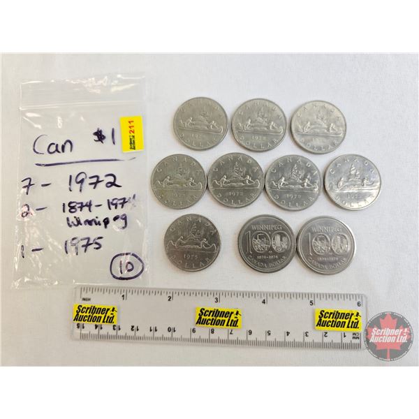 Canada One Dollar (10): 1972 & 1874-1974 & 1975