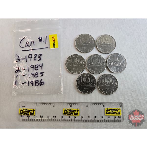 Canada One Dollar (7) : 1983; 1984; 1985; 1986