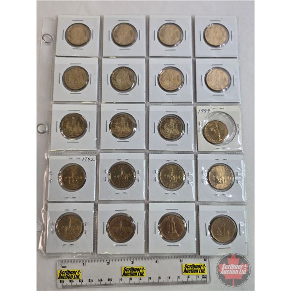 Canada Loonie-Dollars (20) : - (6) 1992 - (2) 1994 - (1) 1995 - (11) 2005
