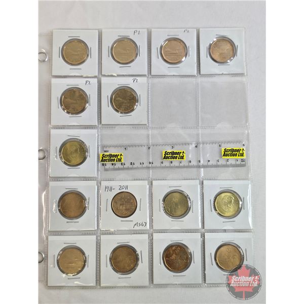 Canada Loonie-Dollars (15) : 2007 - 2016 (Intermittent ~ See Handwritten List in Photos)