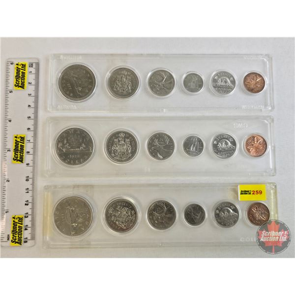 Canada Coin Sets in Hardshell Cases (3): - 1976 (Penny, Nickel, Dime, Quarter, Fifty Cent; Dollar) -