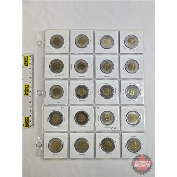 Canada Toonies (20) : 1996 - 2014 (Intermittent ~ See Handwritten List in Photos)
